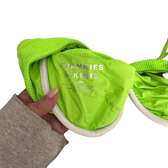 FRANKIES‎ BIKINIS Ribbed Bikini Set Green Glow NWOT Large - Picture 4 of 6